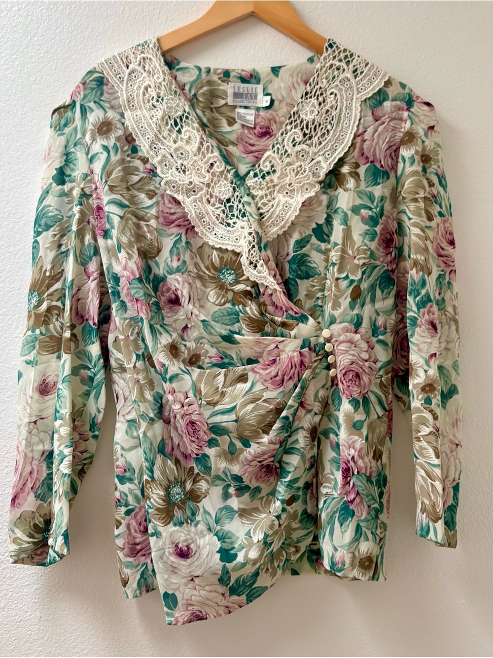 Vintage Floral Cottagecore Crochet Lace Collar Blouse